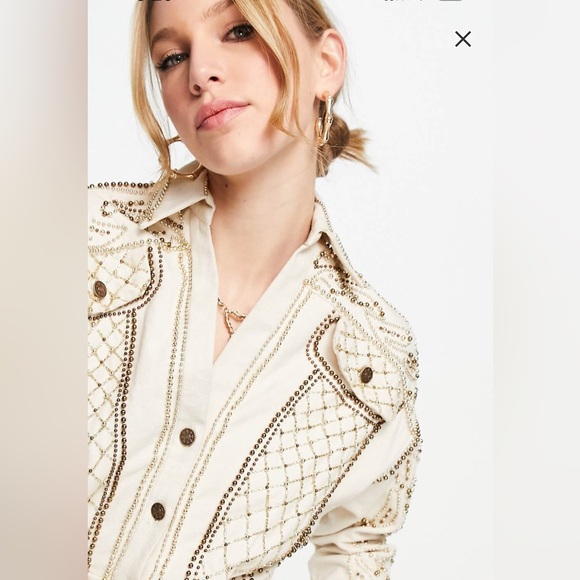 ASOS Design structured mini dress with pearl embellishments 8 - Picture 3 of 15